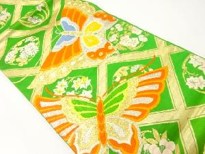 アンティーク　蝶に花丸文様織出し袋帯（材料）